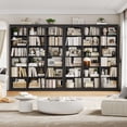 thumbnail image 4 of Homfa 18-Cube Bookcase and Bookshelves, 71.2" Triple Width 6 Tier Freestanding Arch Library Cabinet for Home Office Living Room, Black Bark Texture, 4 of 9