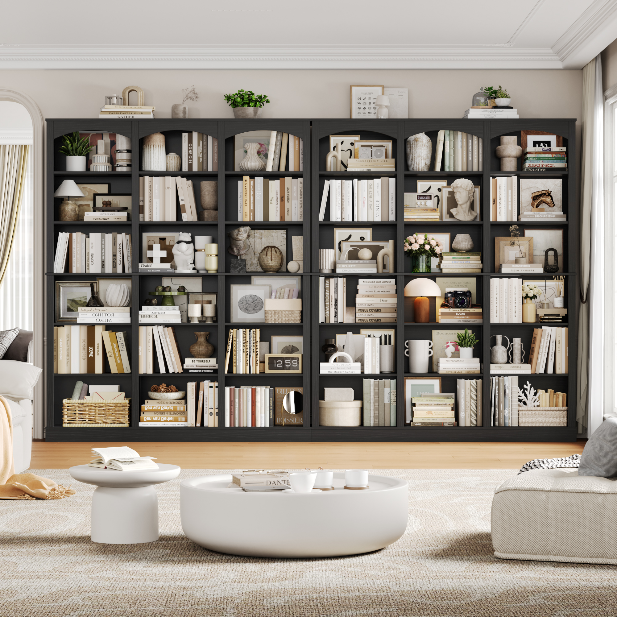 Homfa 18-Cube Bookcase with Arched Top, Black Bark photo 4