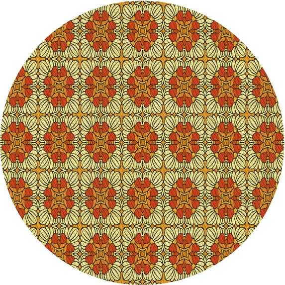 Ahgly Company Machine Washable Indoor Round Transitional Golden Brown Yellow Area Rugs, 3' Round