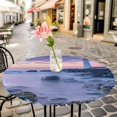 thumbnail image 6 of Coastal Round Tablecloth for 55-60 Inch Tables, Fitted Table Cover with Elastic Edge, Summer Beach Ocean Nautical Waterproof Outdoor Table Cloth Protector for Patio Garden Dinner Picnic, 6 of 9