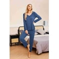 thumbnail image 5 of Ekouaer Womens 2 Pack Pajama Set Long Sleeve Pajamas Top and Pants V Neck Pjs Set Soft Sleepwear Loungewear, 5 of 7