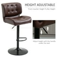 thumbnail image 3 of HOMCOM Bar Height Bar Stools Set of 2 with Adjustable Seat, Thick Padded Cushion and Metal Footrest for Home Bar, Brown, 3 of 9