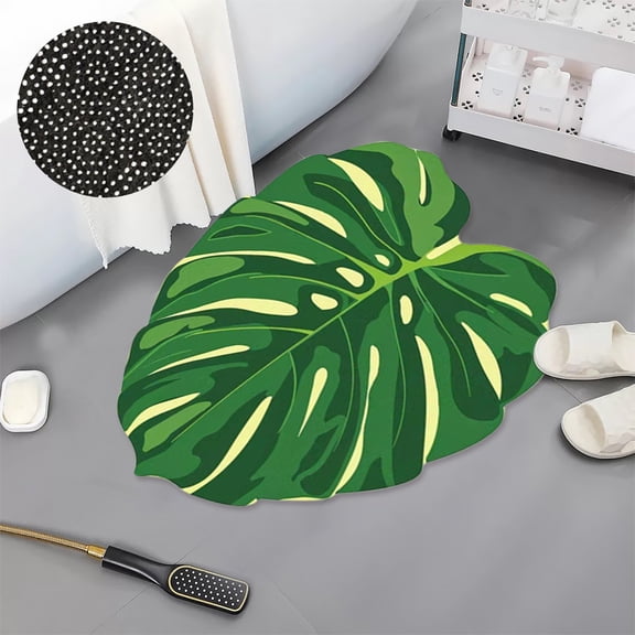 Isvgxsz Leaf Area Rugs for Living Room, Green Washable Throw Rugs Tropical Monstera Plant Non-Slip High Traffic Bedroom Rugs Indoor Outdoor Carpet for Porch Dinning Room Entryway Kitchen