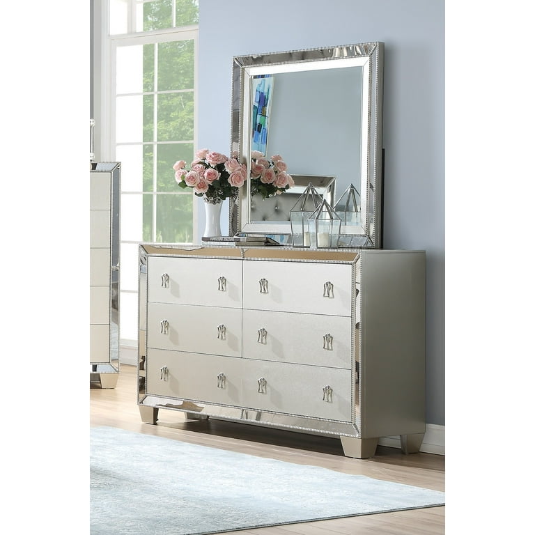 Contemporary Bedroom Furniture Eastern King Size Bed w Storage FB Dresser Mirror Nightstand 4pcs Set