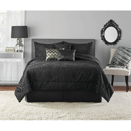 Mainstays Cougar Burnout Velvet Ogee 7 Piece Comforter Set King