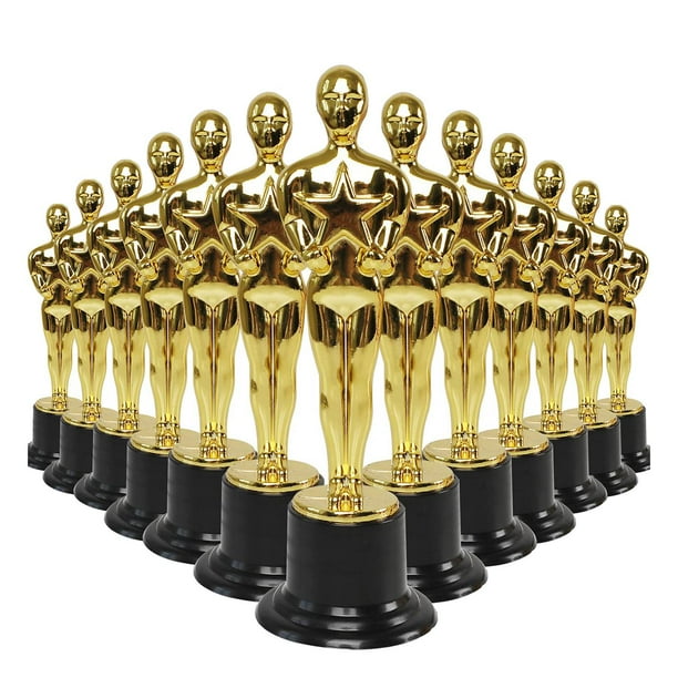 Paquete de 24 Estatuillas de Trofeos de Estrella Dorada de PláStico para Favores de Fiesta, Premio Escolar, Premio de Juego, Premio de Fiesta