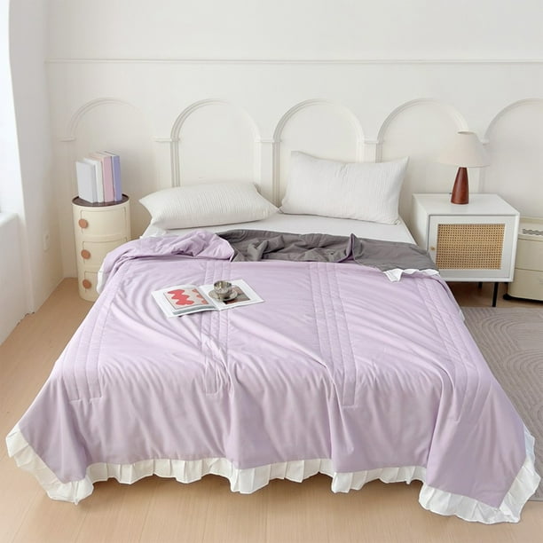 Edredón de verano de encaje vals 200x150cm | Edredón de enfriamiento ligero, fibra de poliéster suave, transpirable y lavable, diseño de encaje elegante, múltiples colores, construcción acolchada