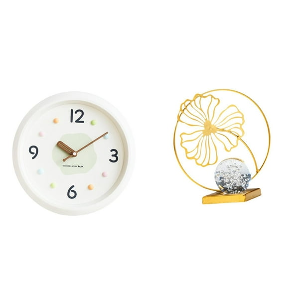 Reloj de pared,Reloj de pared decorativo,moderno y elegante.,Reloj de pared redondo silencioso y sin tictac,regalo,Estatua de hoja,Estatua de hoja para decoración del hogar,manualidades y