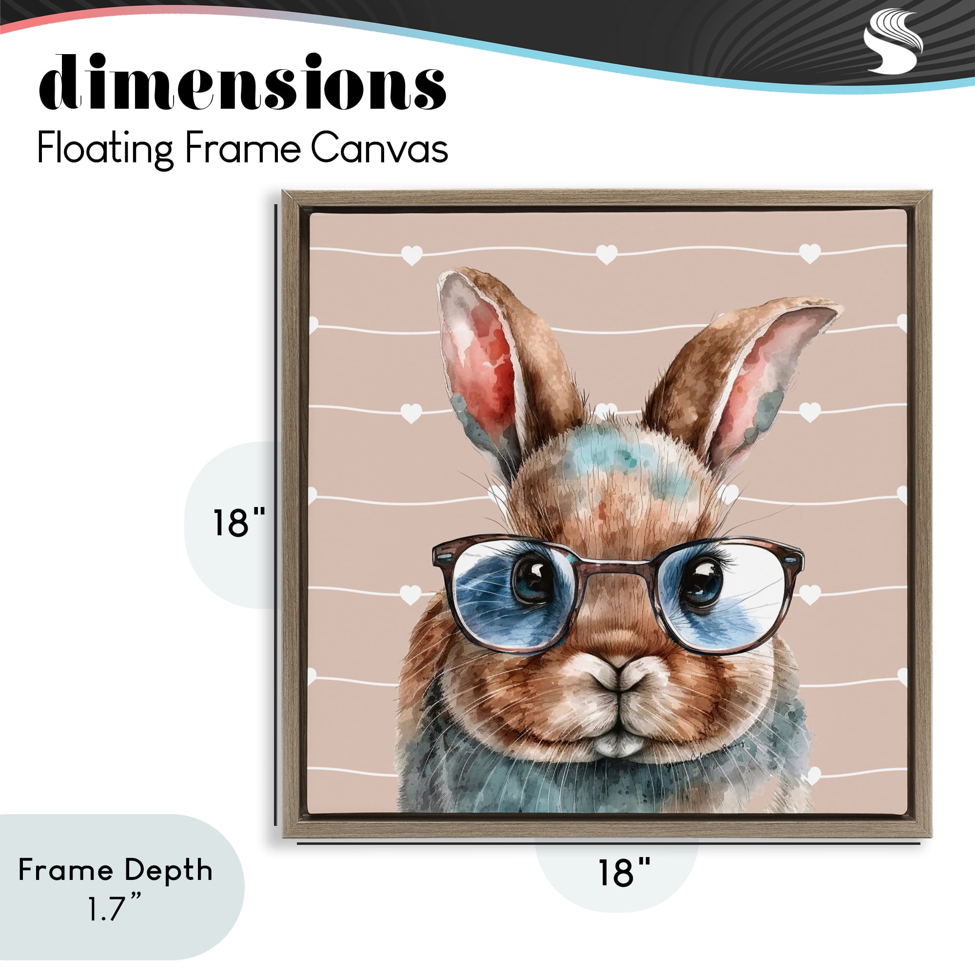 Stupell Industries Buster Rabbit with Specs Brown Framed Floater Canvas Wall Art, design by Yvonne Coleman Burney