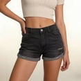 thumbnail image 2 of Denim Shorts for Women High Waisted Button Down Roll Up Short Jeans with Pockets Stretchy Ripped Trendy Distressed Cut Off Shorts 2026 Summer Beach Vacation Outfits, 2 of 8