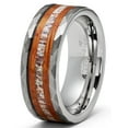 thumbnail image 2 of Metal Masters Mens Deer Antler Whiskey Barrel Tungsten Carbide Ring Hammered Wedding Band 8mm, 2 of 5