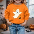 thumbnail image 2 of Zylarhe Halloween Sweatshirts for Kids Kids Halloween Print Long Sleeve Pullover Hooded Sweatshirt Boys Girls Cozy Orange 13-14 Years, 2 of 4