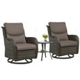 thumbnail image 4 of Gymojoy 3 Pieces Patio Furniture Set, Outdoor Swivel Gliders Rocker, Wicker Patio Bistro Set with Rattan Rocking Chair for Backyard,Porch( Gray), 4 of 8