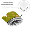 thumbnail image 3 of Oven Mitts and Pot Holders Set, Baking 4-Piece Set for Kitchen, Outdoor BBQ Mitts Heat Resistant Cooking, Green Flower Pattern, 3 of 8