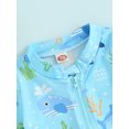 thumbnail image 6 of JYYYBF Baby Boy Rash Guard Swimsuit Cute Print Short Sleeve Zip Front Bathing Suit Swimwear, 6 of 7