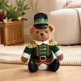 thumbnail image 4 of Nutcracker Style Christmas Teddy Bear,Soldier Costume Design Stuffed Animal Doll for Desktop Mantel,Festive Nutcracker Bear Decor for Home Holiday Gift Display,Green, 4 of 6