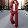 thumbnail image 2 of GILIGEGE Two Piece Sets for Women Trouser Suit Women's Elegant 2 Piece Suit Set Two Piece Plain Long Sleeve Suit Elastic Waist Trousers Festive Trouser Suits Slim Fit Sporty Leisure Suit Stre Wine L, 2 of 9