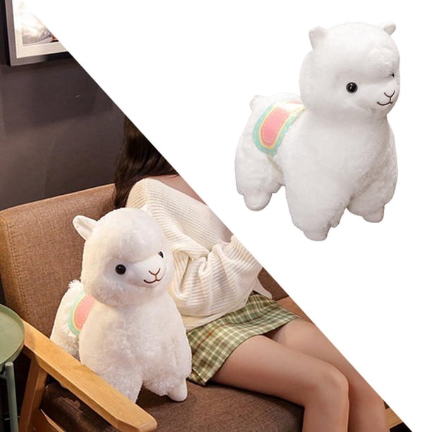 Peluche De Animal Grande De 45 Cm – Almohada Decorativa Suave Con Babero De Cuadros, Ideal Para Sofá, Cama O Coche