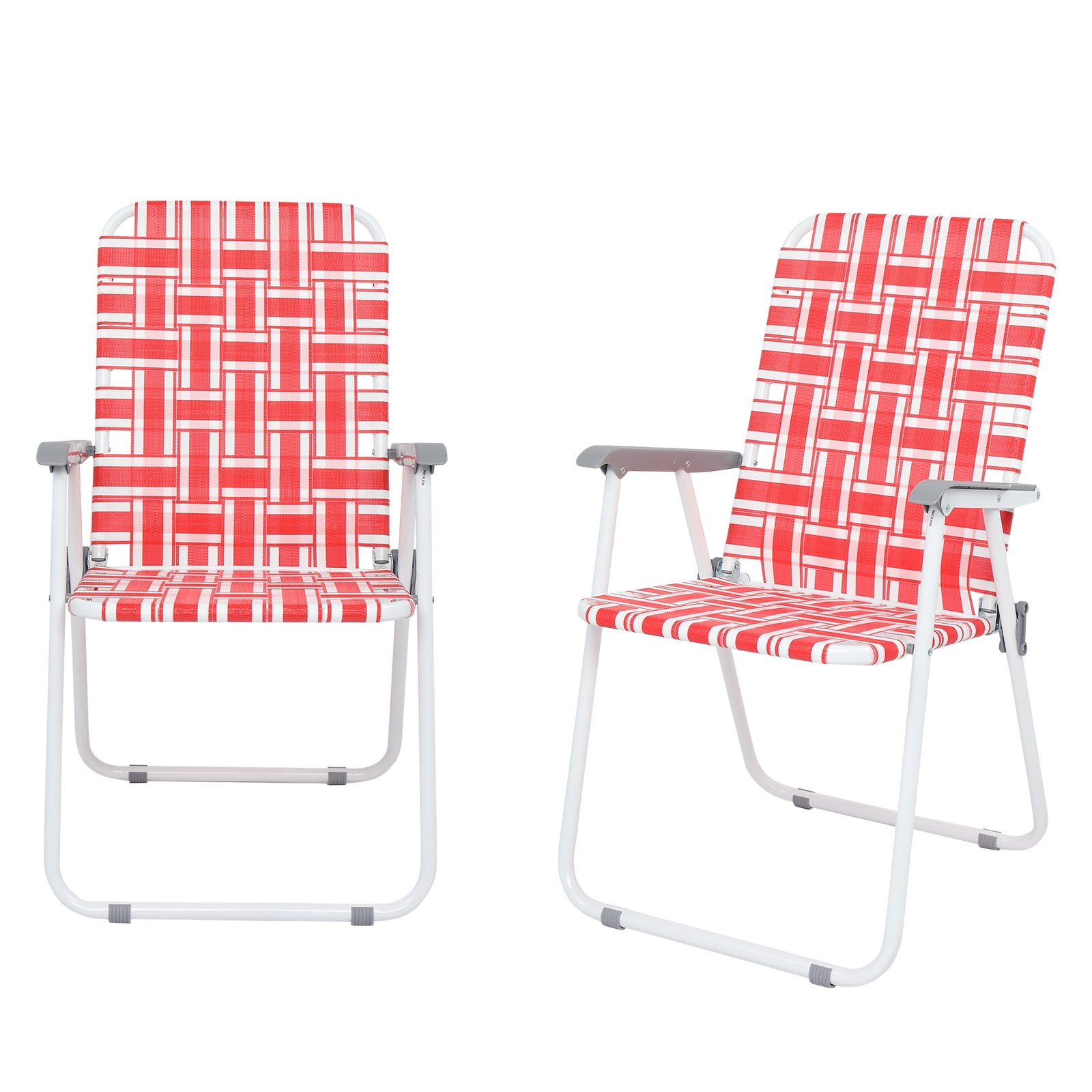 Kepooman 2pcs Outdoor Folding Beach Chair, Portable High Back Seat Chairs for Adult with Hard Arm for Camping Garden Concert Festival Sand Picnic BBQ, Red & White Strip Kepooman 2pcs Outdoor Folding Beach Chair, Portable High Back Seat Chairs for Adult with Hard Arm for Camping Garden Concert Festival Sand Picnic BBQ, Red & White Strip