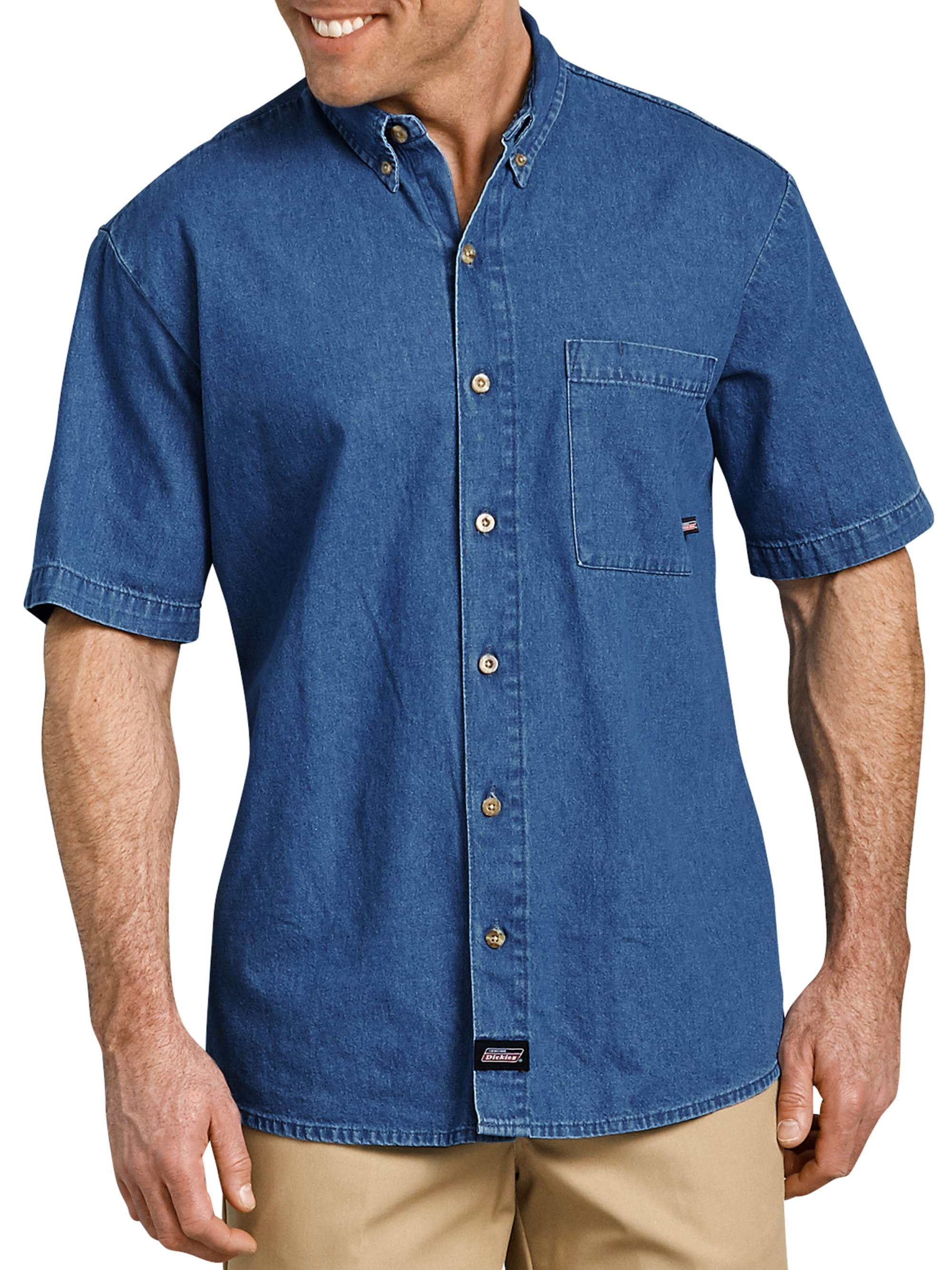 Genuine Dickies - Men's Short Sleeve Button Down Denim Shirt - Walmart ...