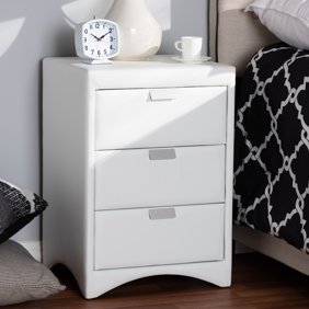 Us Pride Furniture Riley 2 Drawer Faux Leather Modern Nightstand