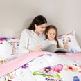 thumbnail image 4 of Castle Fairy Floral Letter P Queen Comforter Set 3pcs for Adults,Watercolor Flowers Bedding Comforter Set,Pink Reversible, 4 of 6