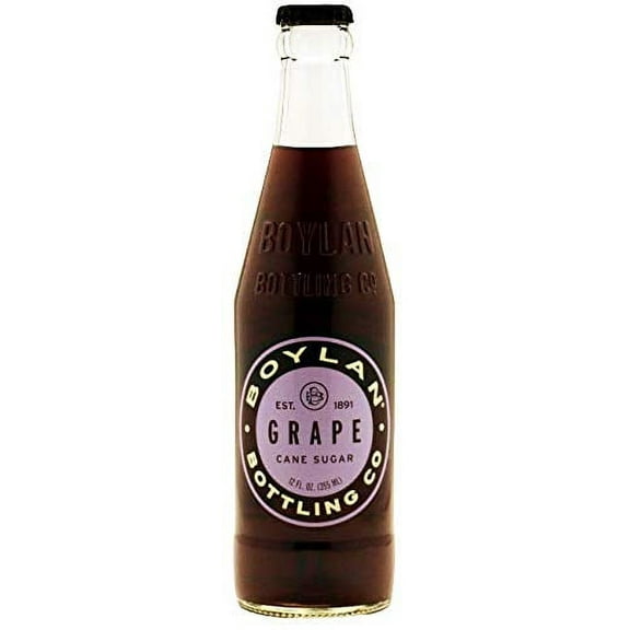 Boylan Bottling Pure Cane Sugar Soda Pop, Grape, 12 oz Glass Bottles (Pack of 6)