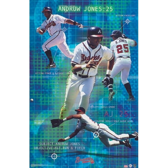 Atlanta Braves Andruw Jones Hit Run Laminated Poster Print (24 x 36)