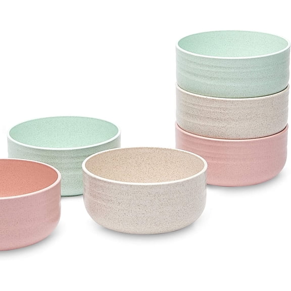 Nvzi-c Microwave Safe Bowls Set 13oz - 6 Wheat Straw Bowls Stylish Small Bowls Strong and Unbreakable for Dinner Rice Dessert Snacks Noodles Cereal and More Microwave Freezer and Dishwasher Safe