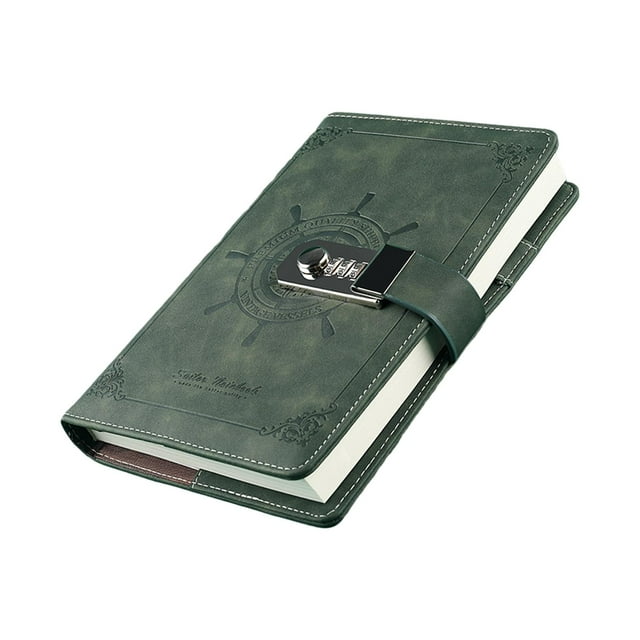 Diario con candado, diario con candado, cuadernos con bloqueo de contraseña creativo, cuaderno con candado para diario, viajes, mujeres, hombres y Verde BLESIY Diario con candado