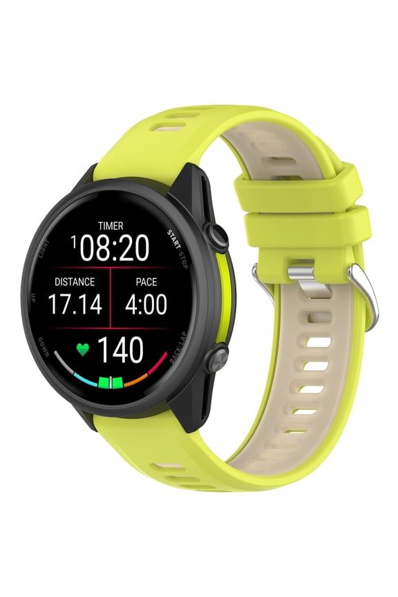 Replacement Silicone Watch Band for Garmin Forerunner 970 22mm - Durable Comfortable Breathable Lightweight Fitness Strap with Secure Clasp Protective Solution Lime Sand