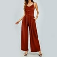 thumbnail image 2 of Kmdttou Up to 40% off! Women's New Summer Jumpsuit Solid Color Casual Pullover Sleeveless Wide Leg Jumpsuit on Clearance!, 2 of 3