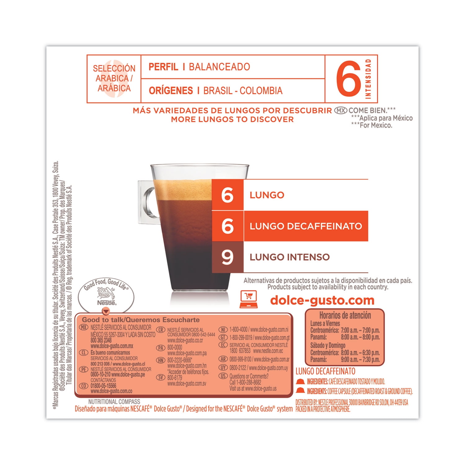 Nescafe® Dolce Gusto® Single-Serve Coffee Pods, Lungo Decaffeinato, Carton  Of 48, 3 x 16 Per Box 