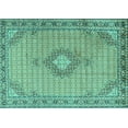 thumbnail image 1 of Ahgly Company Machine Washable Indoor Rectangle Medallion Turquoise Blue Traditional Area Rugs, 5' x 7', 1 of 4