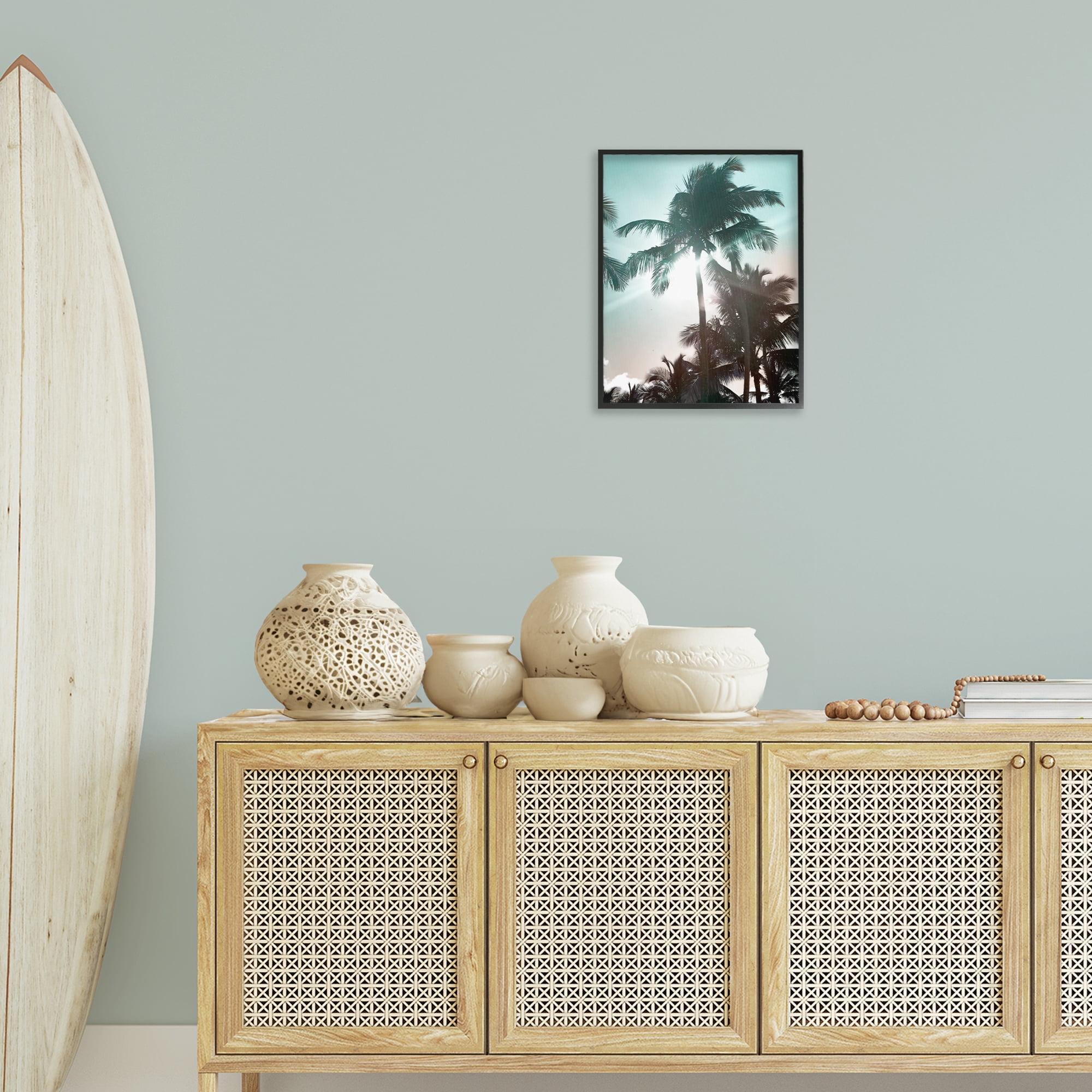 Stupell Industries Shady Palm Trees Coastal Photography Black Framed Art Print Wall Art, 16 x 20