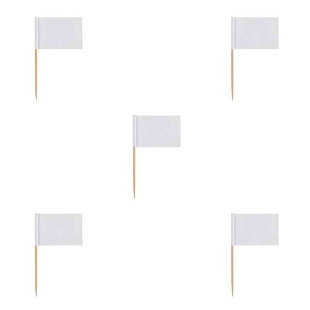 Moyic Paquete de 100 suministros de decoración de pasteles, banderas de palillos de en blanco, herramientas sólidas para hornear de Blanco 5piezas