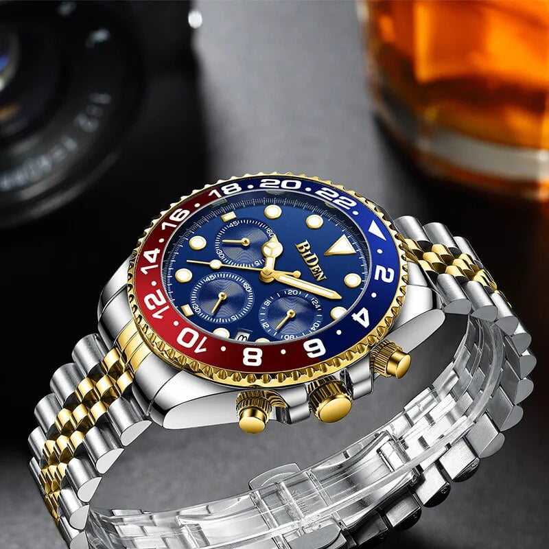 Gold chronograph watch mens best sale