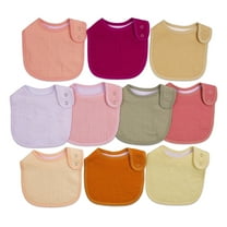 Girls' 10-Pack Cotton Muslin Drooling Bibs with Adjustable Snaps