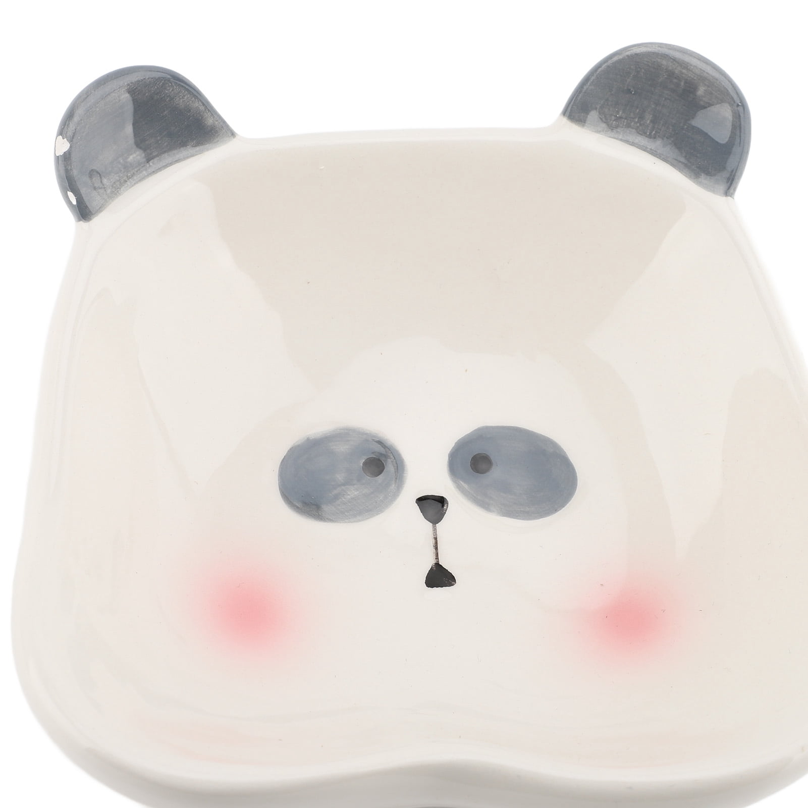 Suodoka Ceramic Cartoon Panda Snack Serving Bowl, Multifunctional Anti-Knockover Pet Food and Water Dish for Dogs and Cats, Cute Animal Theme Green Home Decor, Compact Size 5.71 in / 14.5 cm