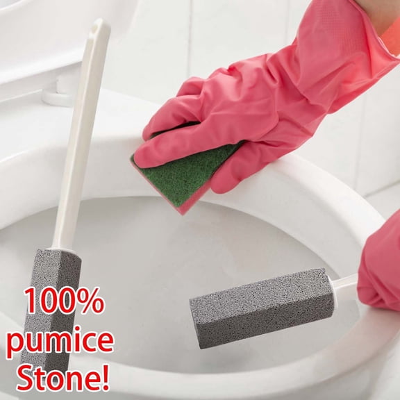 Pumice Stone Toilet Bowl Cleaner Extra Long Handle | Volcanic Abrasive Power | Removes Limescale, Hard Water Stains, Calcium Deposits | Bathroom, Pool, Toilet Cleaning Tool