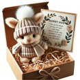 thumbnail image 1 of Mini Bunny Hug Cute Easter Gift, Easter Plush Bunny with Knitted Hat and Pom Pom, Soft Pocket Emotional Support Rabbit with Gift, 1 of 4