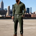 thumbnail image 6 of Mens 2 Piece Corduroy Outfits Colorblock Patchwork Long Sleeve Pullover & Wide Leg Cargo Pant Sets Multi Pocket (XL, Army Green), 6 of 8