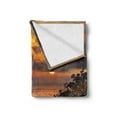 thumbnail image 2 of Landscape Soft Flannel Fleece Throw Blanket, Wooden Pier to the Calm Idyllic Beach with Herbs and Bushes at Sunset Sea, Cozy Plush for Indoor and Outdoor Use, 60" x 80", Multicolor, by Ambesonne, 2 of 5