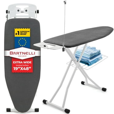 Bartnelli Extra Wide Heavy Duty Ironing Board with 4-Layer Cover Pad, Metal Legs and Shelf