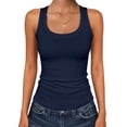 thumbnail image 3 of ANRABESS Womens Scoop Neck Ribbed Tank Tops Knit Sleeveless Racerback Workout Tops Slim Fitted Basic Cami Shirts Casual Summer Outfits Navy Blue XS, 3 of 12
