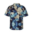 thumbnail image 3 of Easygdp Abstract Blue Squares Men's Hawaiian Shirts Print Lapel Short Sleeve for Beach, vacation, party, casual occasions - XX-Large, 3 of 9