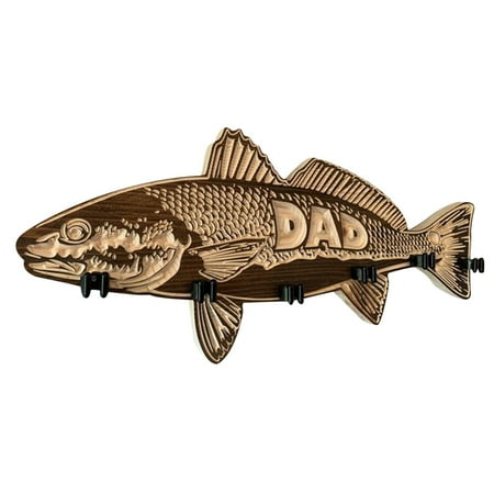 RXMEKW Fathers Day Gifts Fishing Wood Redfish Fishing Rod Wall Mounted Fishing Rod Storage Rack Father s Day Gift Fathers Day Gifts Tools Fathers Day Fishing Gifts