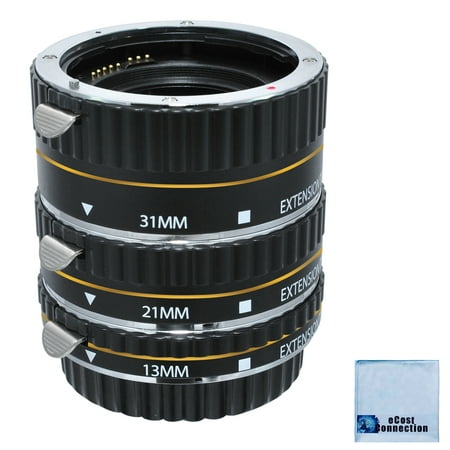 Nikon Macro Extension Tube eCostConnection Auto-Focus Macro Extension Tube Set for Canon 5D Mark II, Mark III , 6D, 70D, 7D, 60D, Rebel T2i, T3i, T4i, T5i, SL1 Cameras + Microfiber Cloth ()