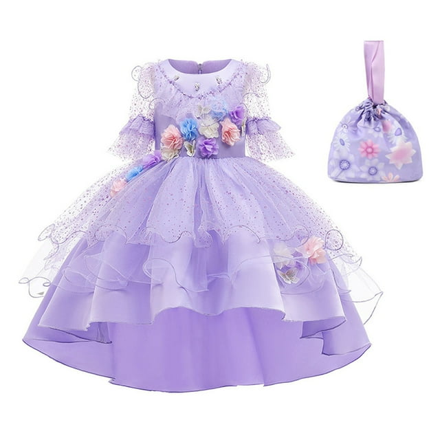 Encanto Mirabel Robe de Costume pour Filles Cosplay Princesse Isabella Madrigal Déguisement d'Halloween avec Sac