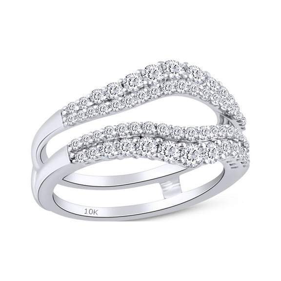 AFFY White Natural Diamond Wrap Enhancer Solitaire Ring In 10k White Gold (1 Cttw), Ring Size 4